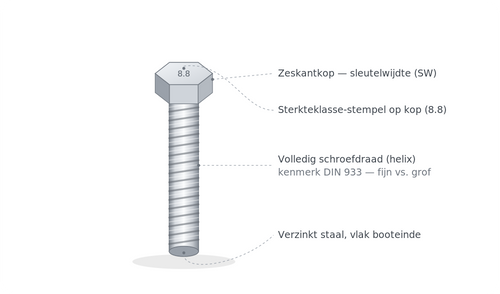 Zeskantbout kenmerken
